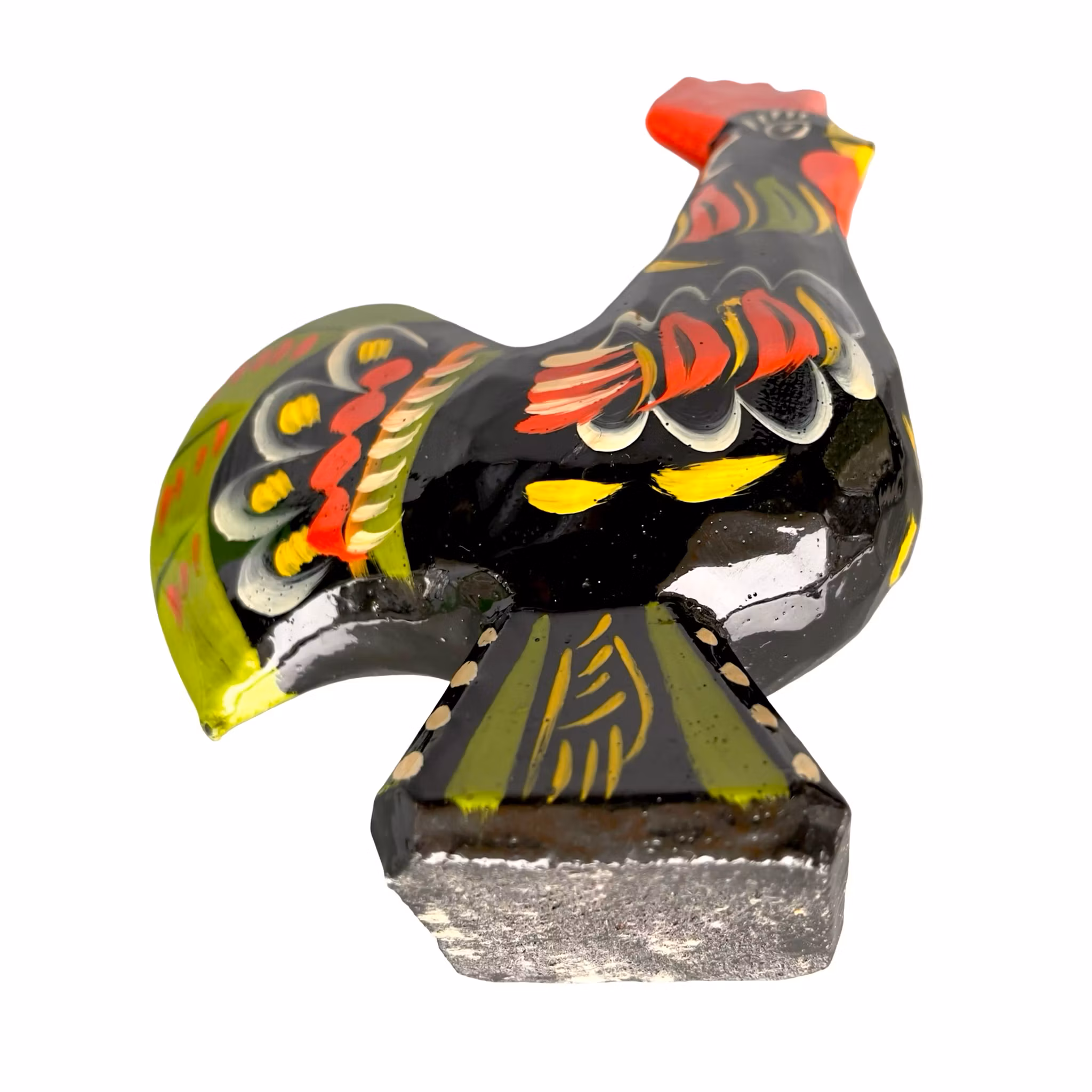 Nils Olsson Dalahäst / Tupp i trä - Handmålad svensk hemslöjd figur