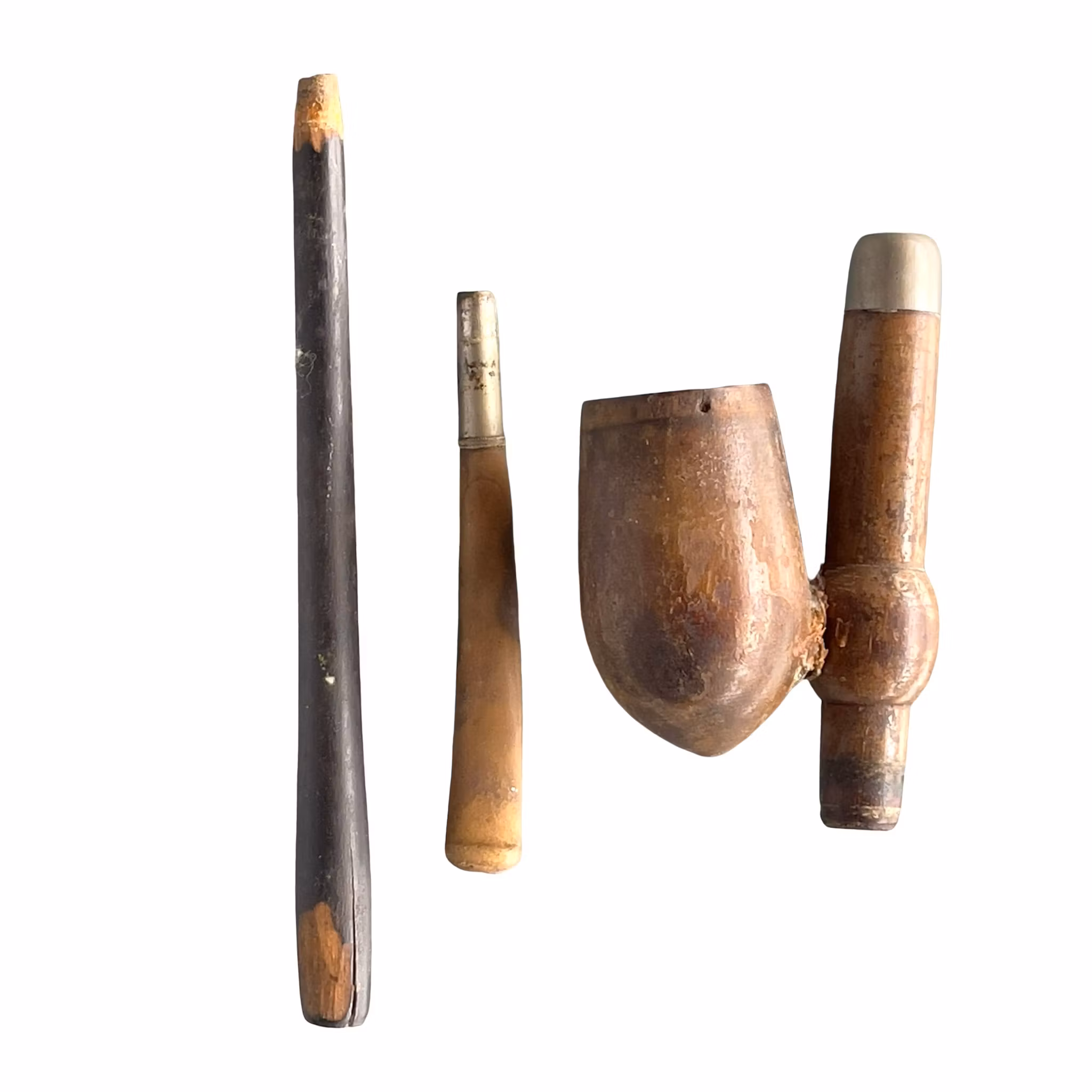 Antik lång pipa i trä - Antik allmoge pipa / dekorativ samlar pipa