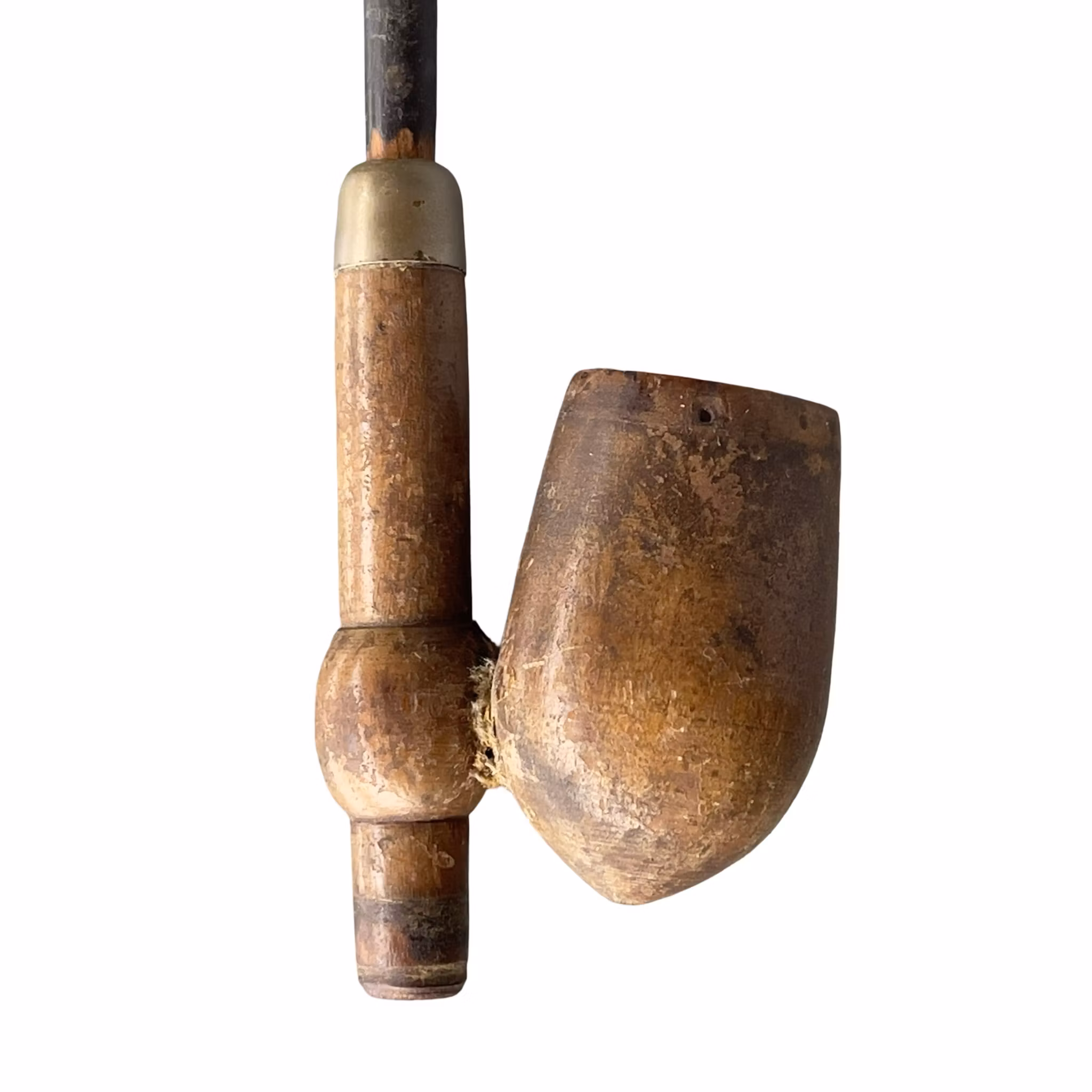 Antik lång pipa i trä - Antik allmoge pipa / dekorativ samlar pipa