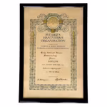 Unikt inramat diplom från 1939 - Sveriges Hantverks organisation / Möbelsnickare