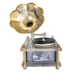 Unik vintage speldosa - Grammofon modell med synligt urverk - Fidelent, Japan