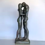 Gudmar Olovson - Skulptur “Les deux arbres” Par i omfamning, Patinerad gips, signerad