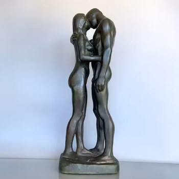 Gudmar Olovson - Skulptur “Les deux arbres” Par i omfamning, Patinerad gips, signerad