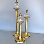 Vintage 3 st oljelampor - G.V. Harnisch, Köpenhamn - Mässing & glas