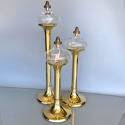Vintage 3 oljelamper - GV Harnisch, København - Messing & glass