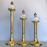 Vintage 3 st oljelampor - G.V. Harnisch, Köpenhamn - Mässing & glas