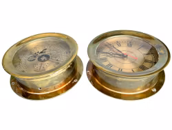 Schiffsuhr und Barometer – Maritimes Instrumentenset aus Messing – Uhr und Barometer (Lord Nelson)