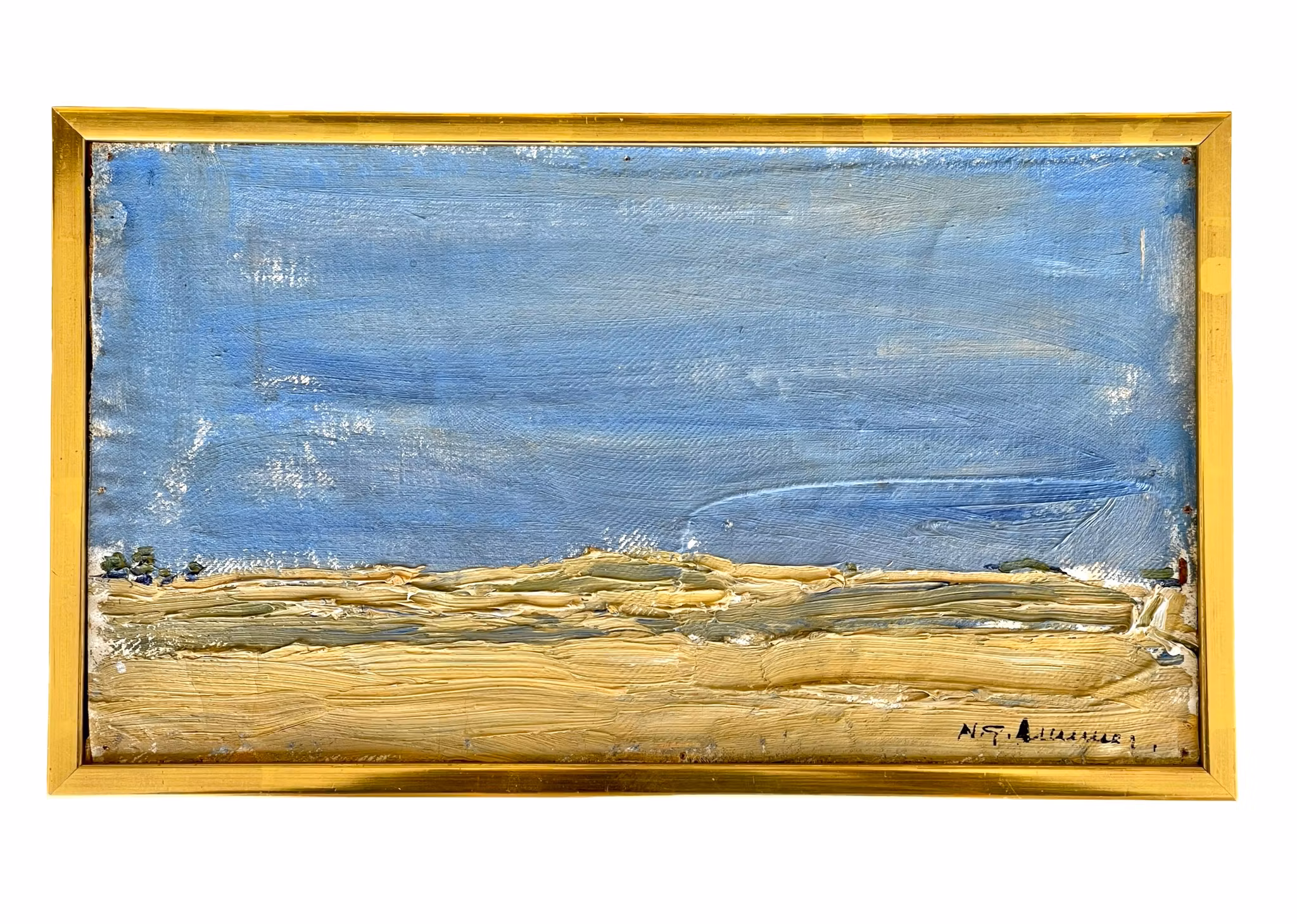 Nils Göran Brunner (1923-1986) - Olja på pannå - Abstrakt målning, Signerad
