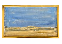 Nils Göran Brunner (1923-1986) - Olja på pannå - Abstrakt målning, Signerad