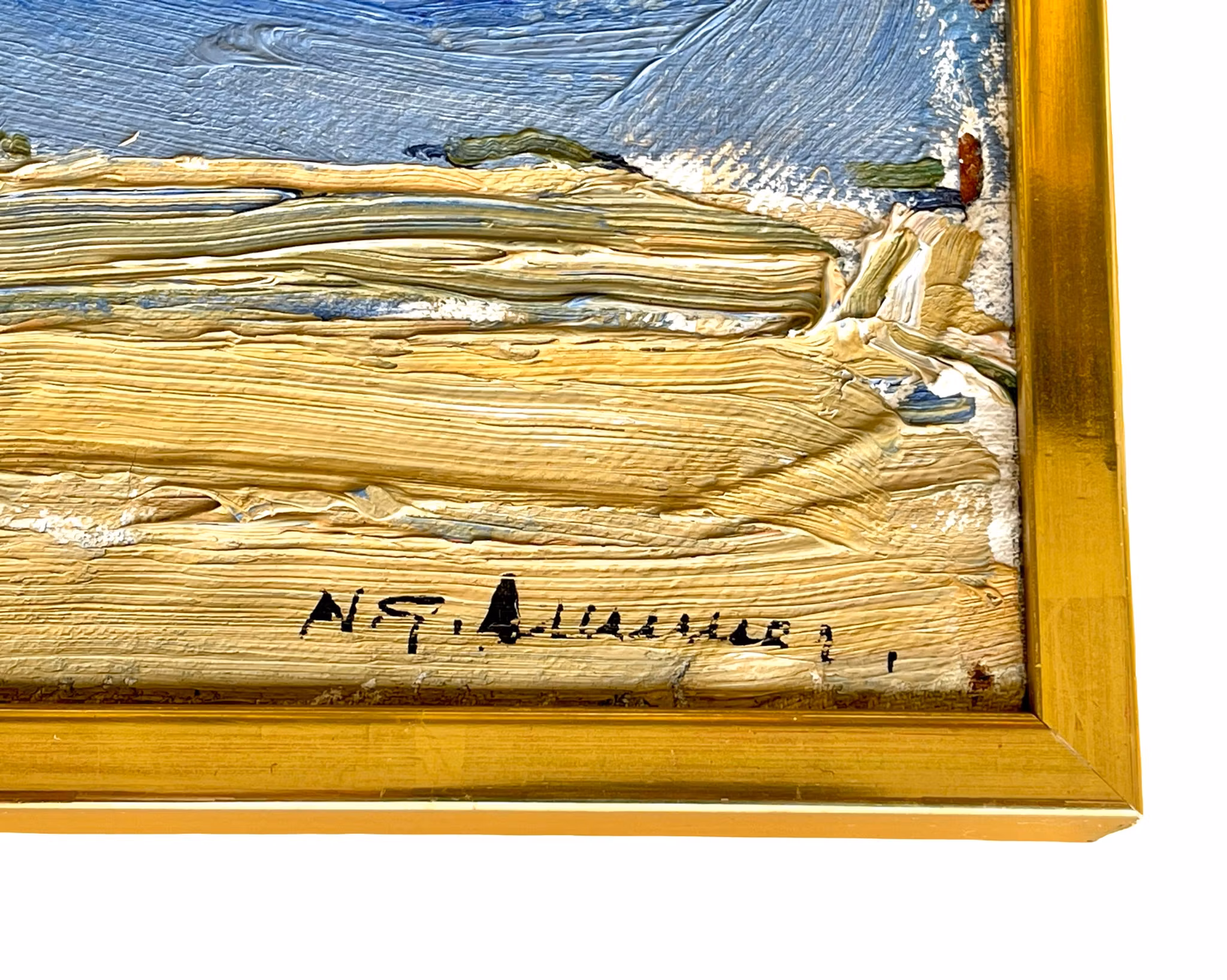 Nils Göran Brunner (1923-1986) - Olja på pannå - Abstrakt målning, Signerad