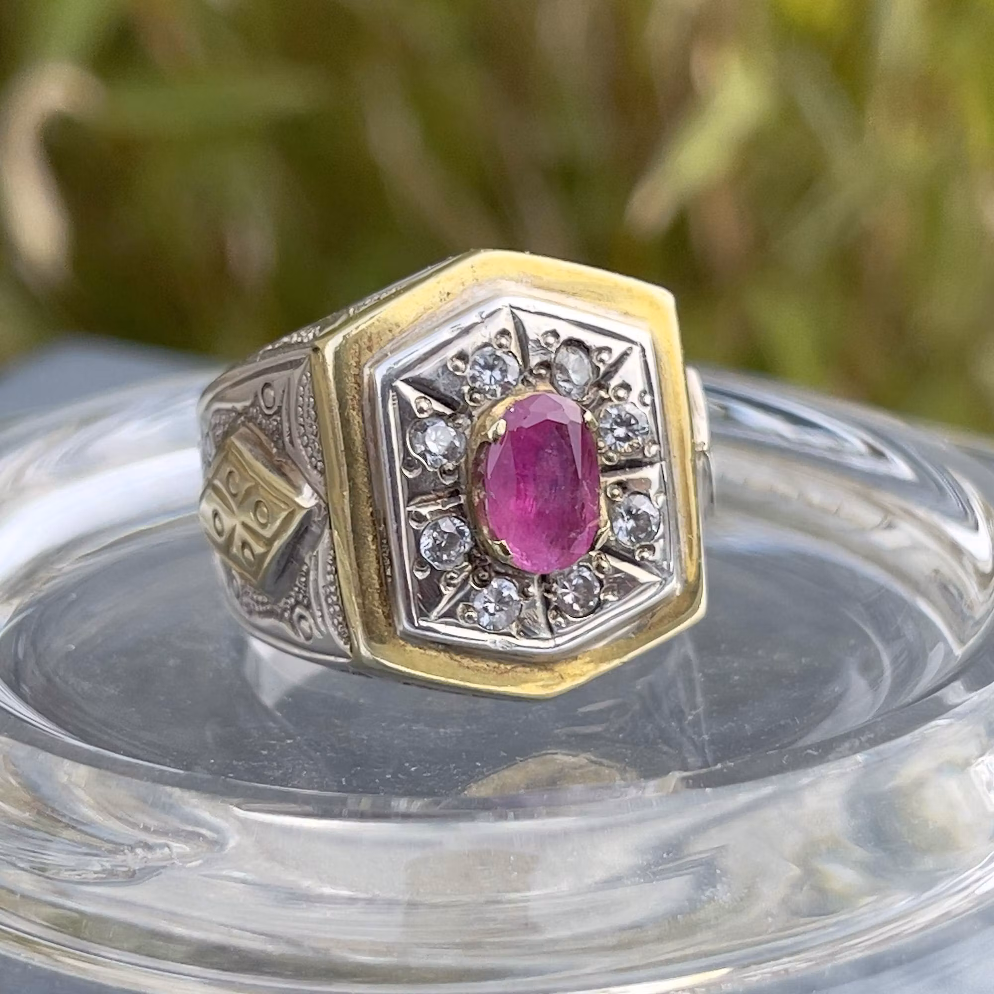 Anello vintage con rubino naturale di circa 1,15 ct - Argento sterling