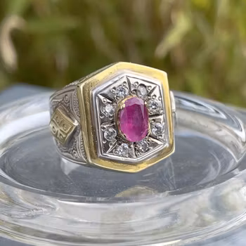 Anello vintage con rubino naturale di circa 1,15 ct - Argento sterling