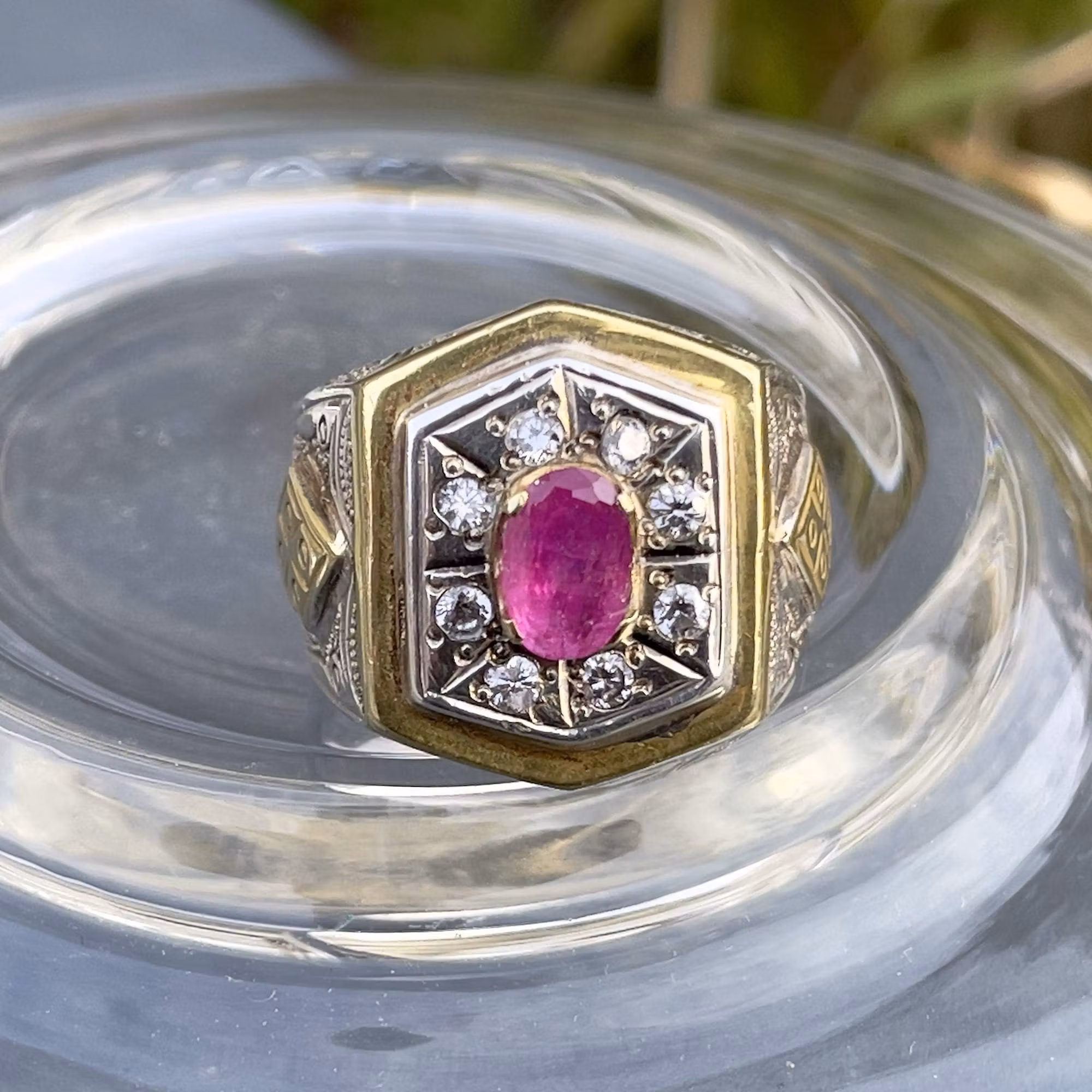 Anello vintage con rubino naturale di circa 1,15 ct - Argento sterling