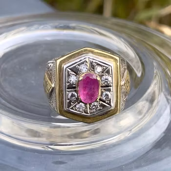 Anello vintage con rubino naturale di circa 1,15 ct - Argento sterling