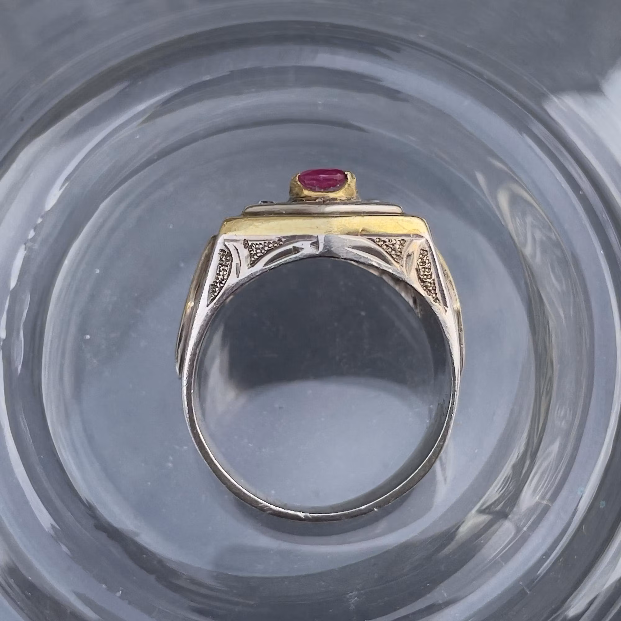 Anello vintage con rubino naturale di circa 1,15 ct - Argento sterling