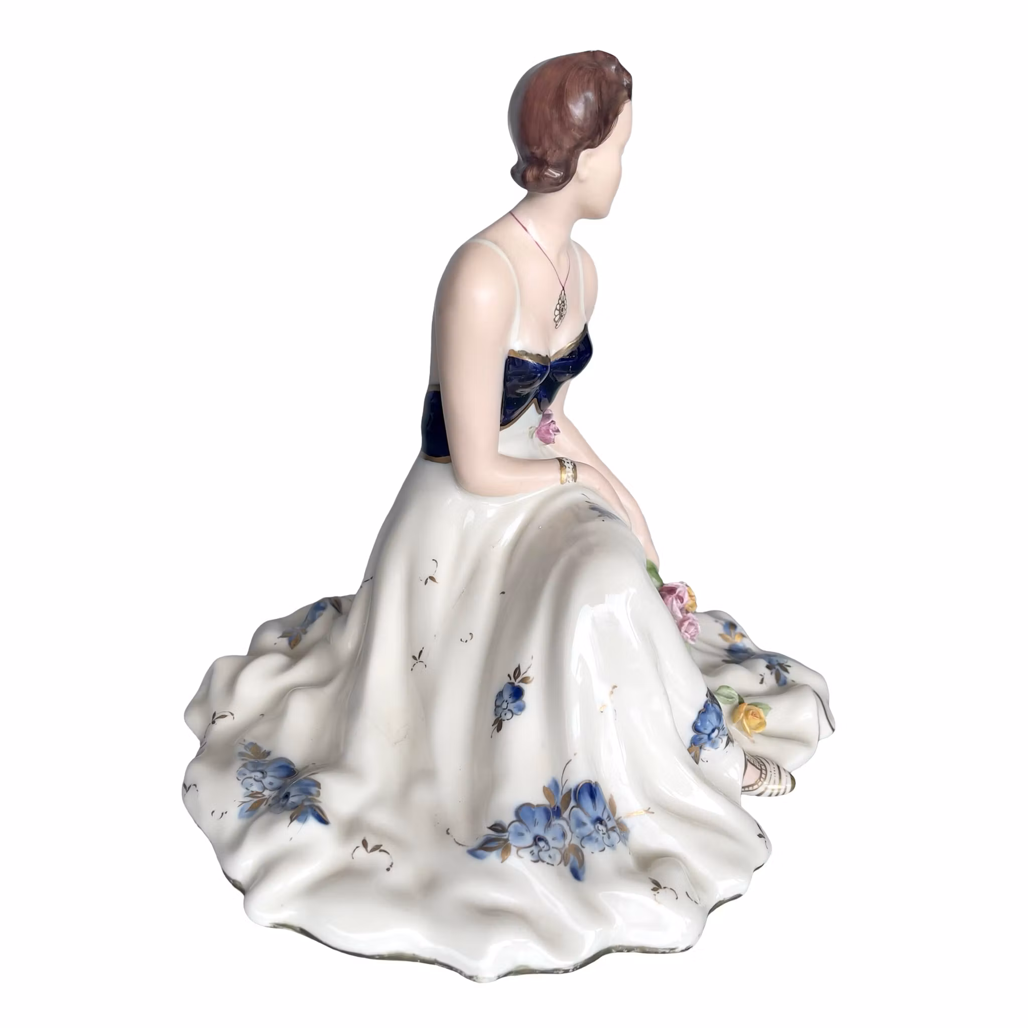 Royal Dux - Elegant porcelænsskulptur af siddende dame