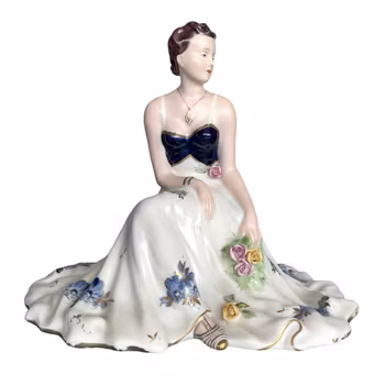 Royal Dux - Elegant porseleinen beeldje van een zittende dame
