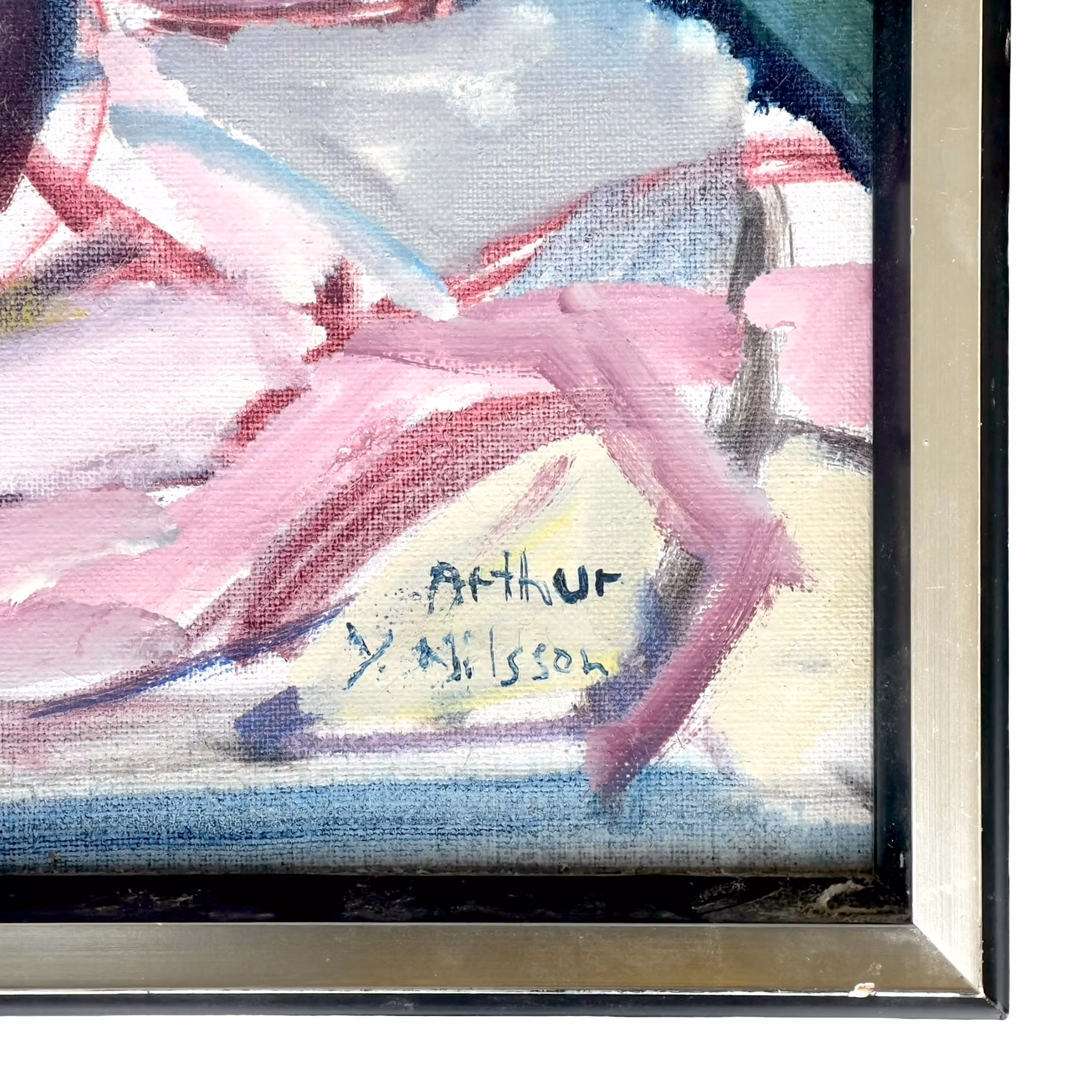 Arthur Y. Nilsson - Oljemålning på duk - Modernistiskt stilleben
