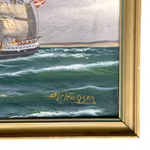 Kristian Wilhelm Hansen - Maritim olja målning på duk - Fullriggare på öppet hav