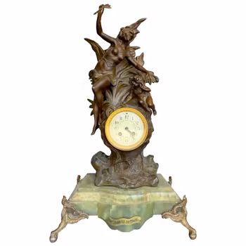 Antik fransk bordpendul - L'amour Distrait - Art Nouveau / Jugend - Signeret konstant