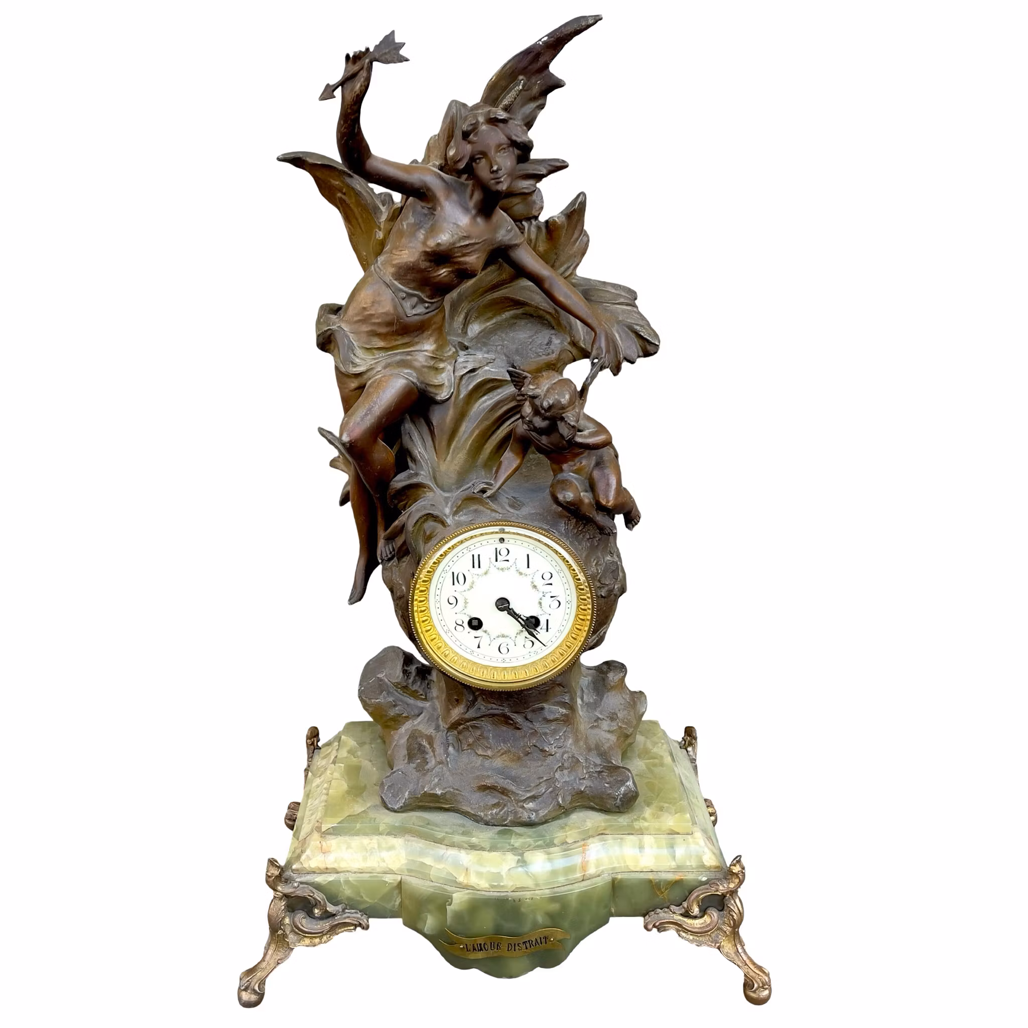 Antik Fransk bordspendyl - L’amour Distrait - Jugend / Art Nouveau - Signerad Constant