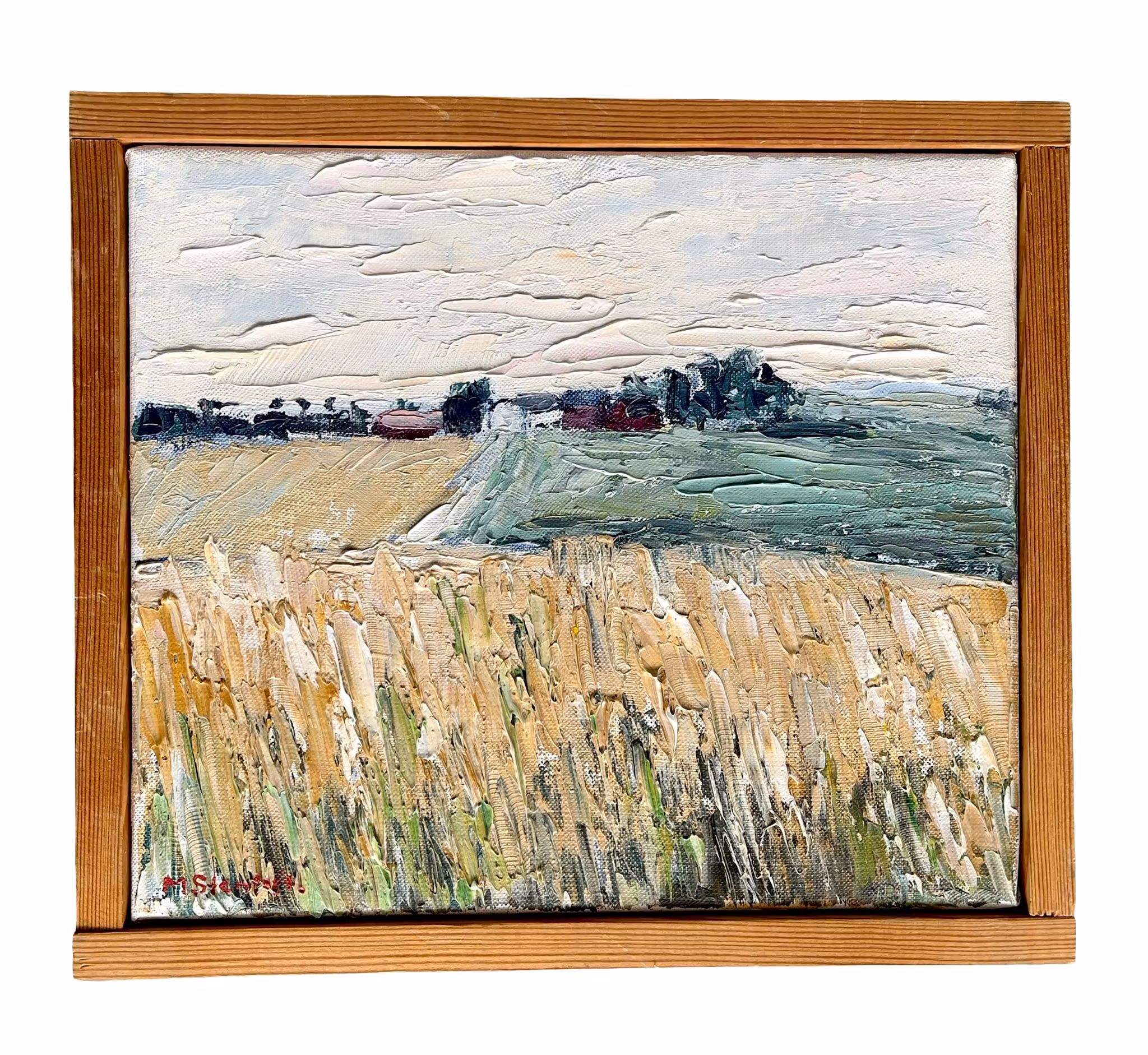 Maj Stentoft (1924-2005) - Olja målning på duk - Sommar Skåne / Skånskt landskap