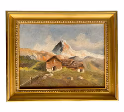 Allan Åsberg - Oljemålning på pannå - Alp bergs motiv motiv