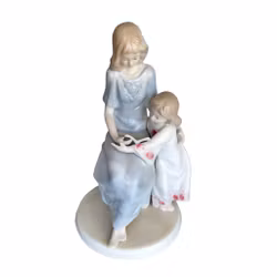 Meico Porcelain Figurine - Mother and Daughter Reading Book