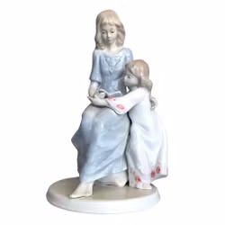 Meico Porcelain Figurine - Mother and Daughter Reading Book