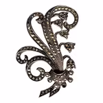 Antik Brosch i 835 Silver med Markasiter - Jugend / Art Nouveau