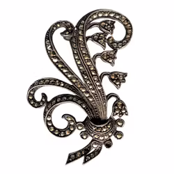 Spilla antica in argento 835 con marcasite - Jugend / Art Nouveau