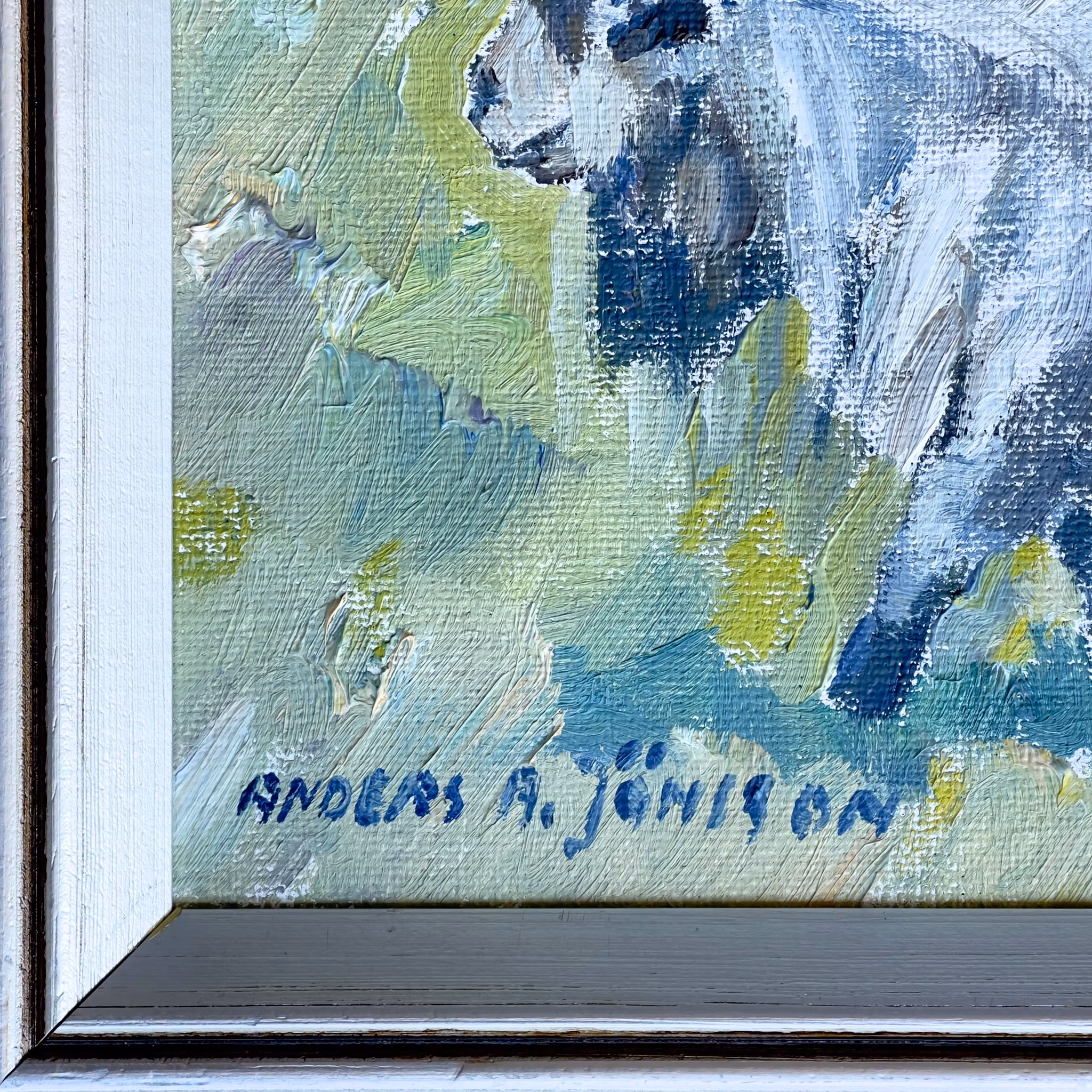 Anders A. Jönsson (1907-2002) - Bock i Mjällby - Oljemålning på duk, 1980
