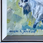 Anders A. Jönsson (1907-2002) - Bock i Mjällby - Oljemålning på duk, 1980