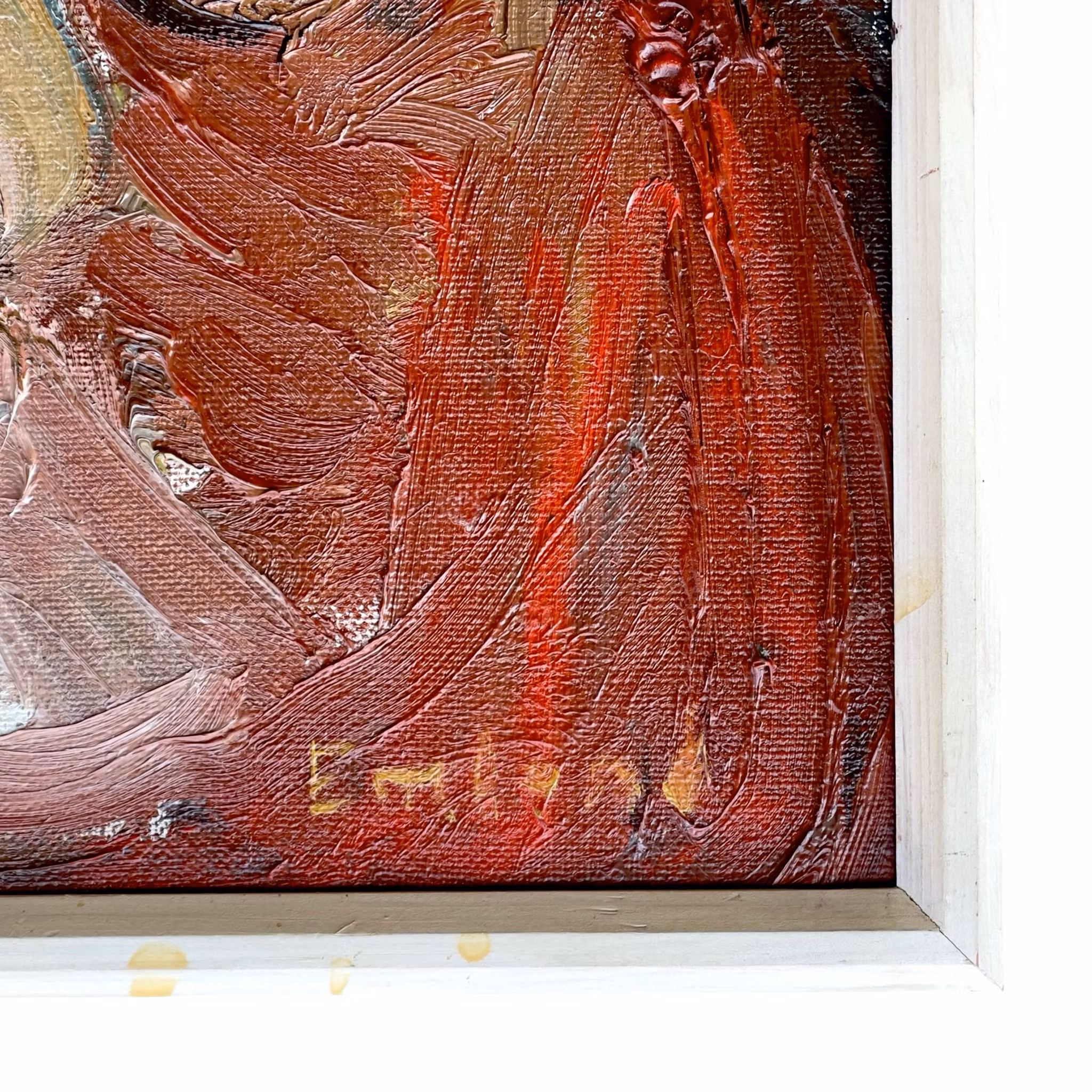 Einar Emland (1916-1994) - Mor o barn - Oljemålning på pannå