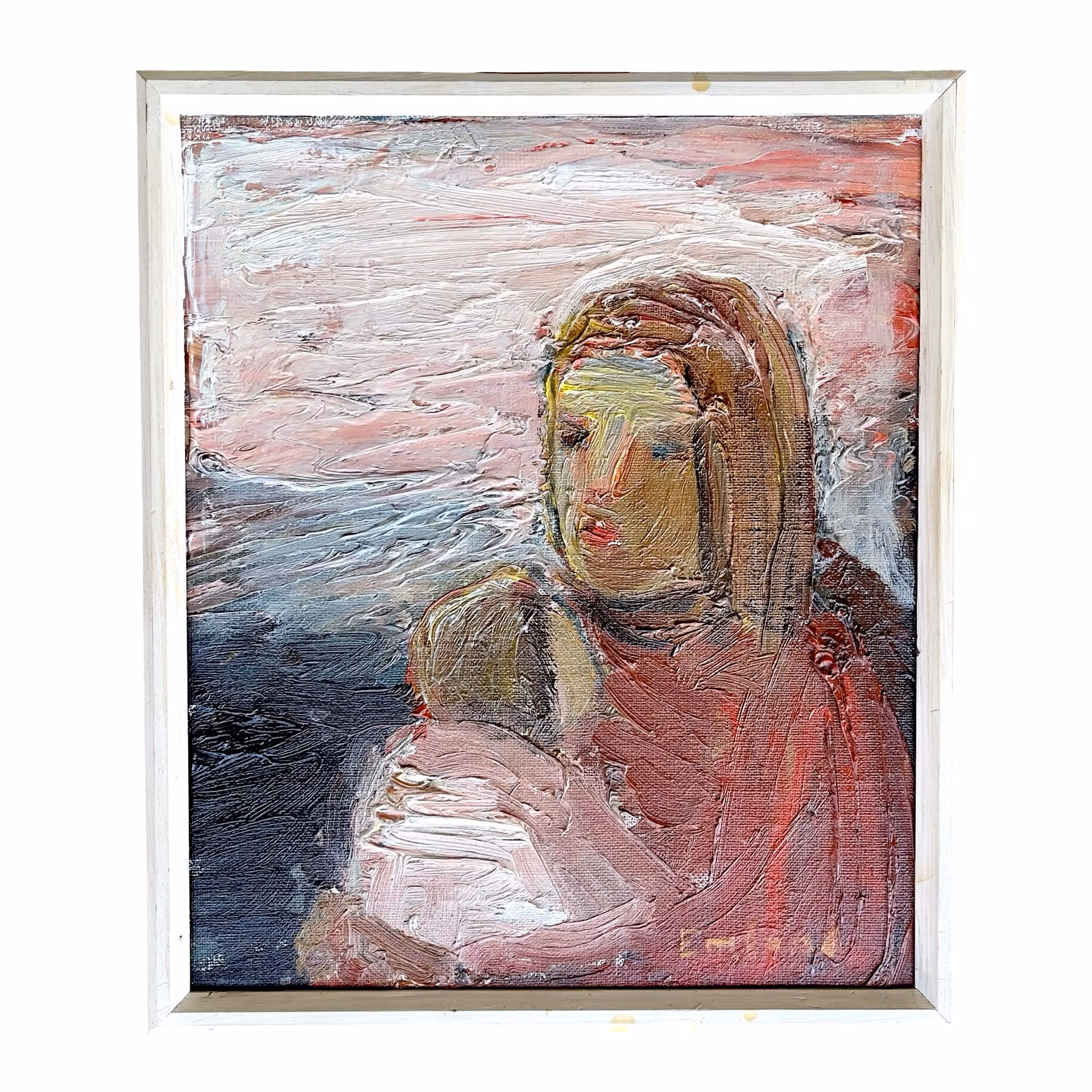 Einar Emland (1916-1994) - Mor o barn - Oljemålning på pannå