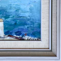 Knut Norman (1896-1977) - Oljemaleri på panel - Middelhavsmotiv / kystutsikt