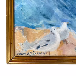 Anders A. Jönsson (1907-2002) - Måsar vid kusten - Oljemålning på duk