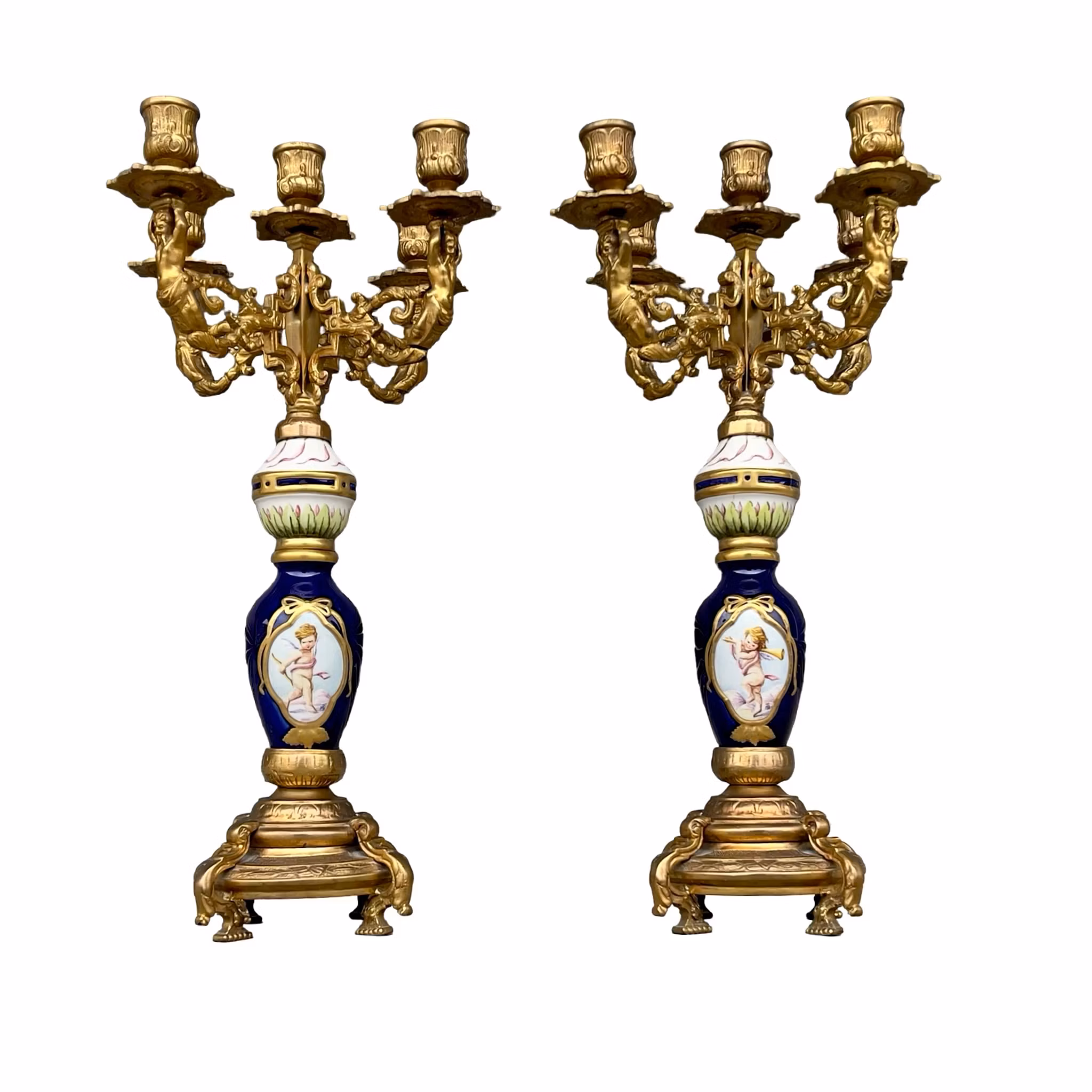 Par monumentala franska kandelabrar i Napoleon III / Louis XVI stil