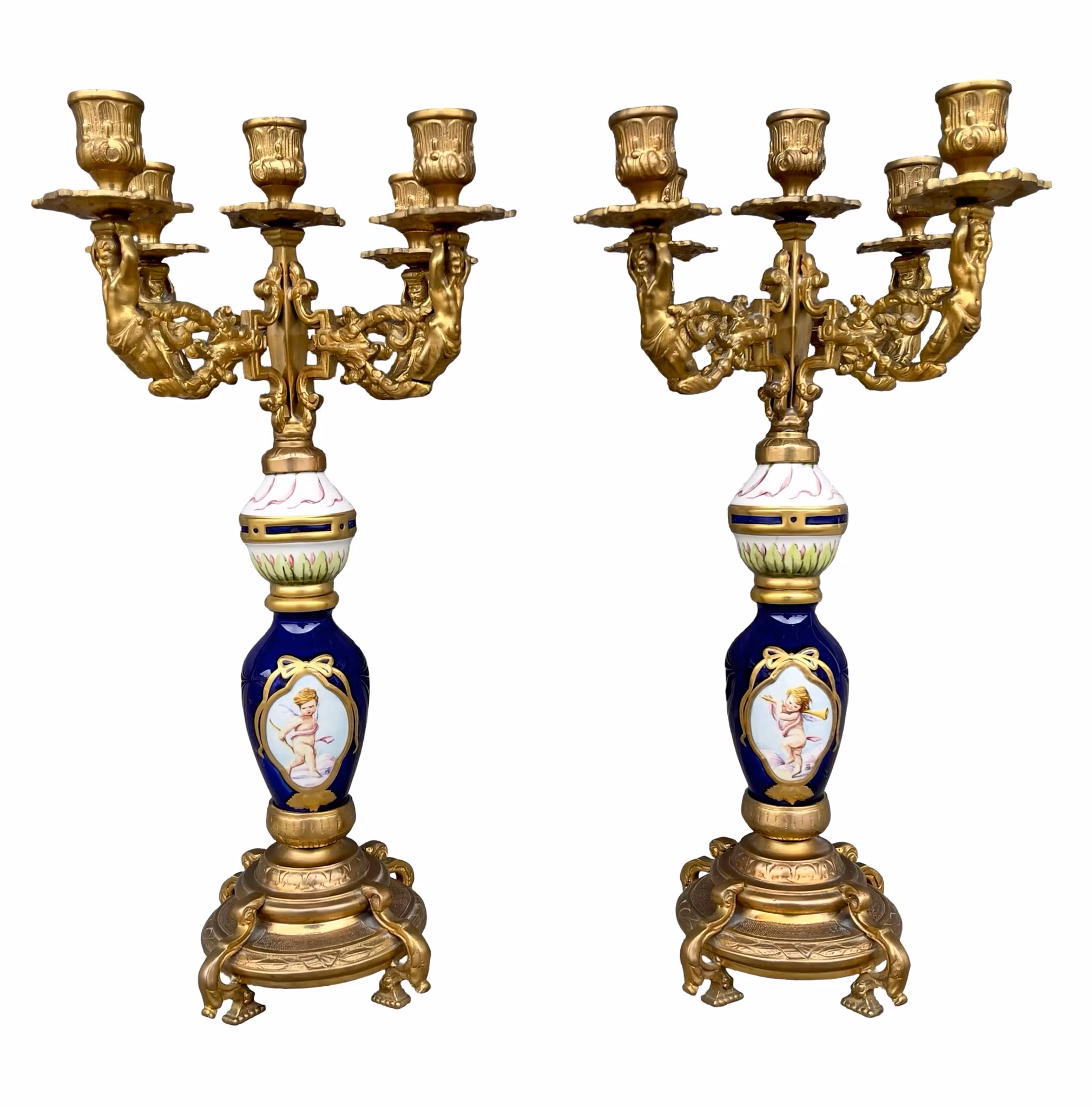 Par monumentala franska kandelabrar i Napoleon III / Louis XVI stil