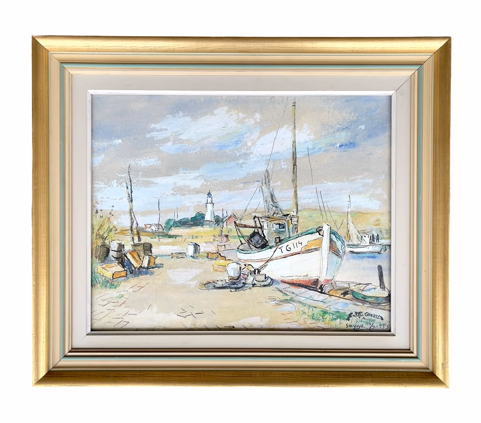 Gottfrid Olsson - Blandteknik - Smygehamn Svensk kustmiljö (1955)