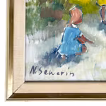 Nils Severin - Lekande barn i landskap - Oljemålning på duk