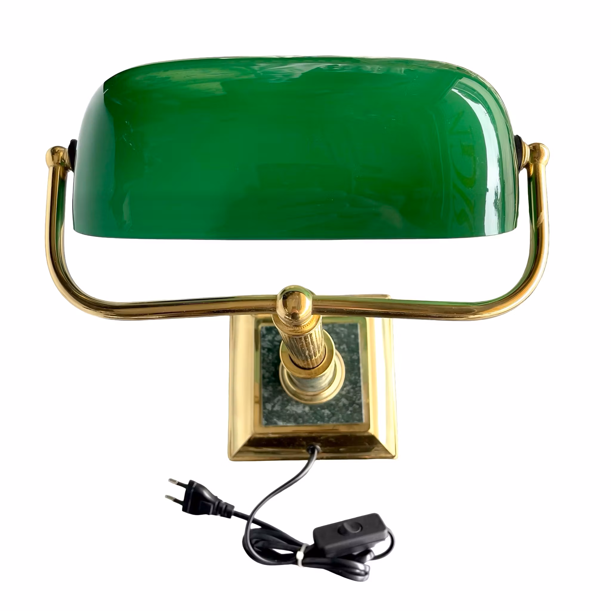 Vintage Bankirlampa - Scan Gifts - Grönt Glas & Mässing - Norway