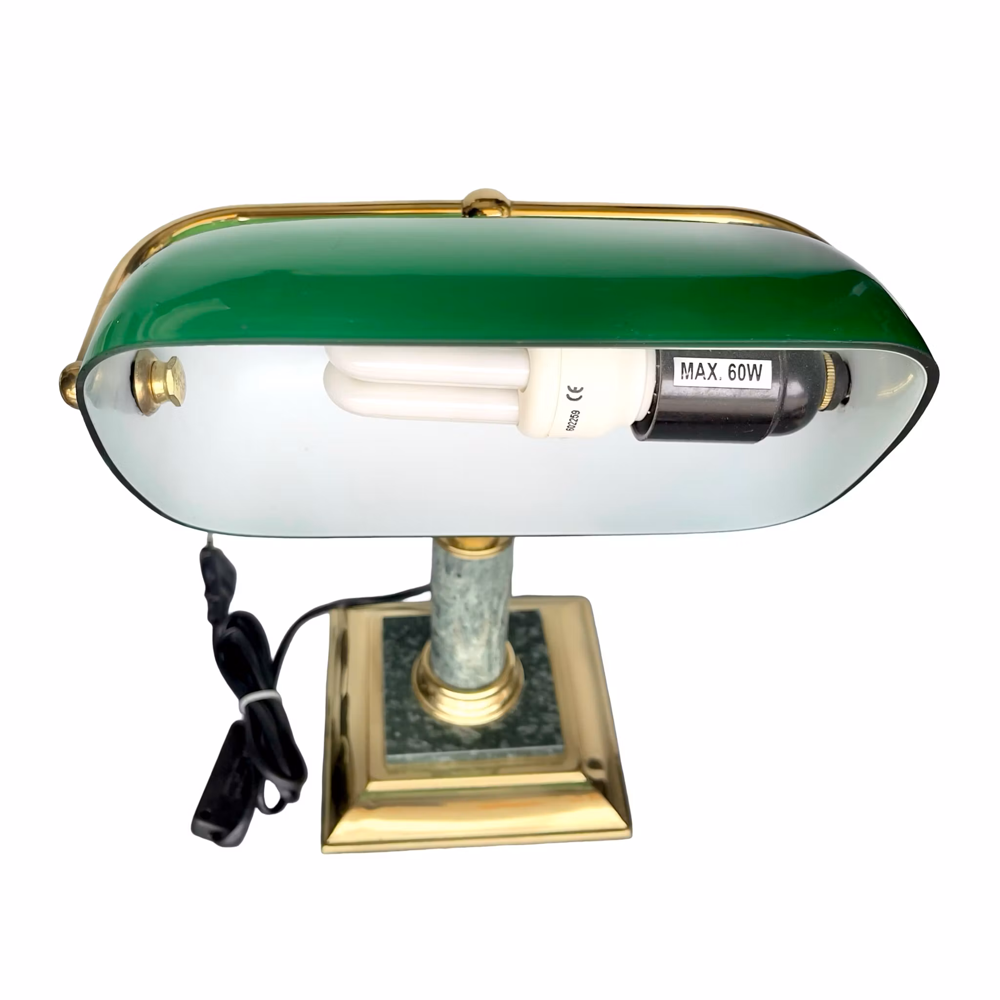 Vintage Bankirlampa - Scan Gifts - Grönt Glas & Mässing - Norway