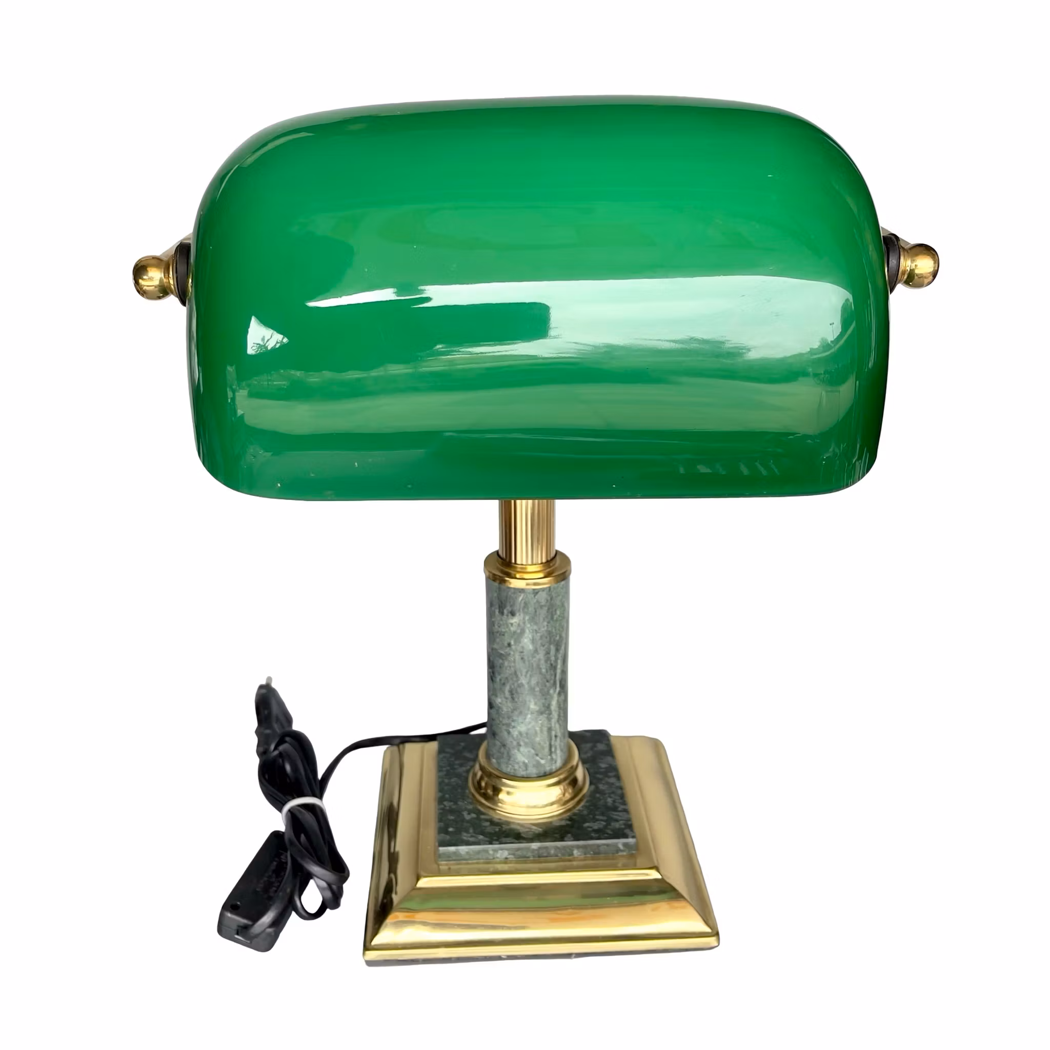 Vintage Bankirlampa - Scan Gifts - Grönt Glas & Mässing - Norway