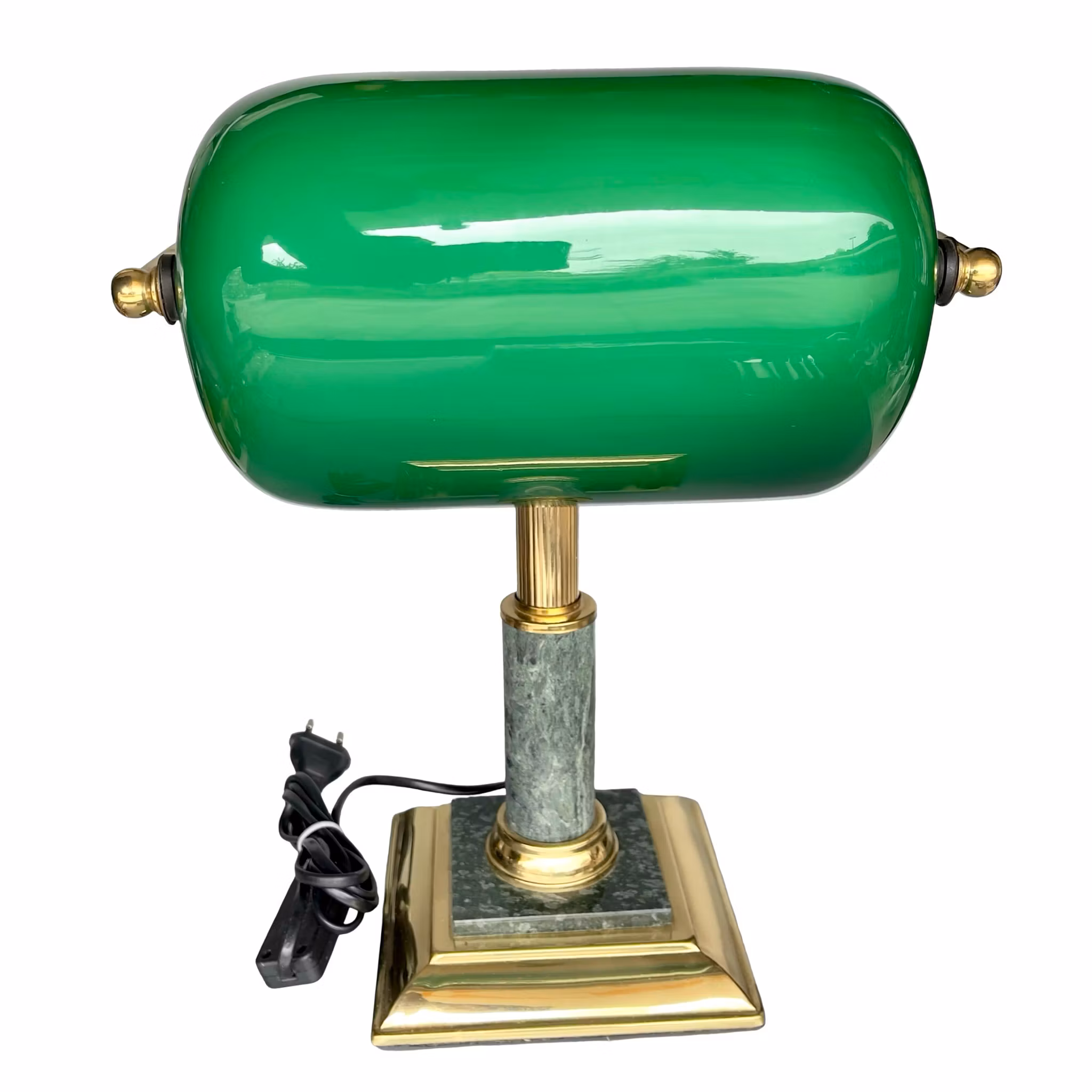 Vintage Bankirlampa - Scan Gifts - Grönt Glas & Mässing - Norway