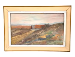S. Roberts - Peinture à l'huile sur panneau - Paysage atmosphérique