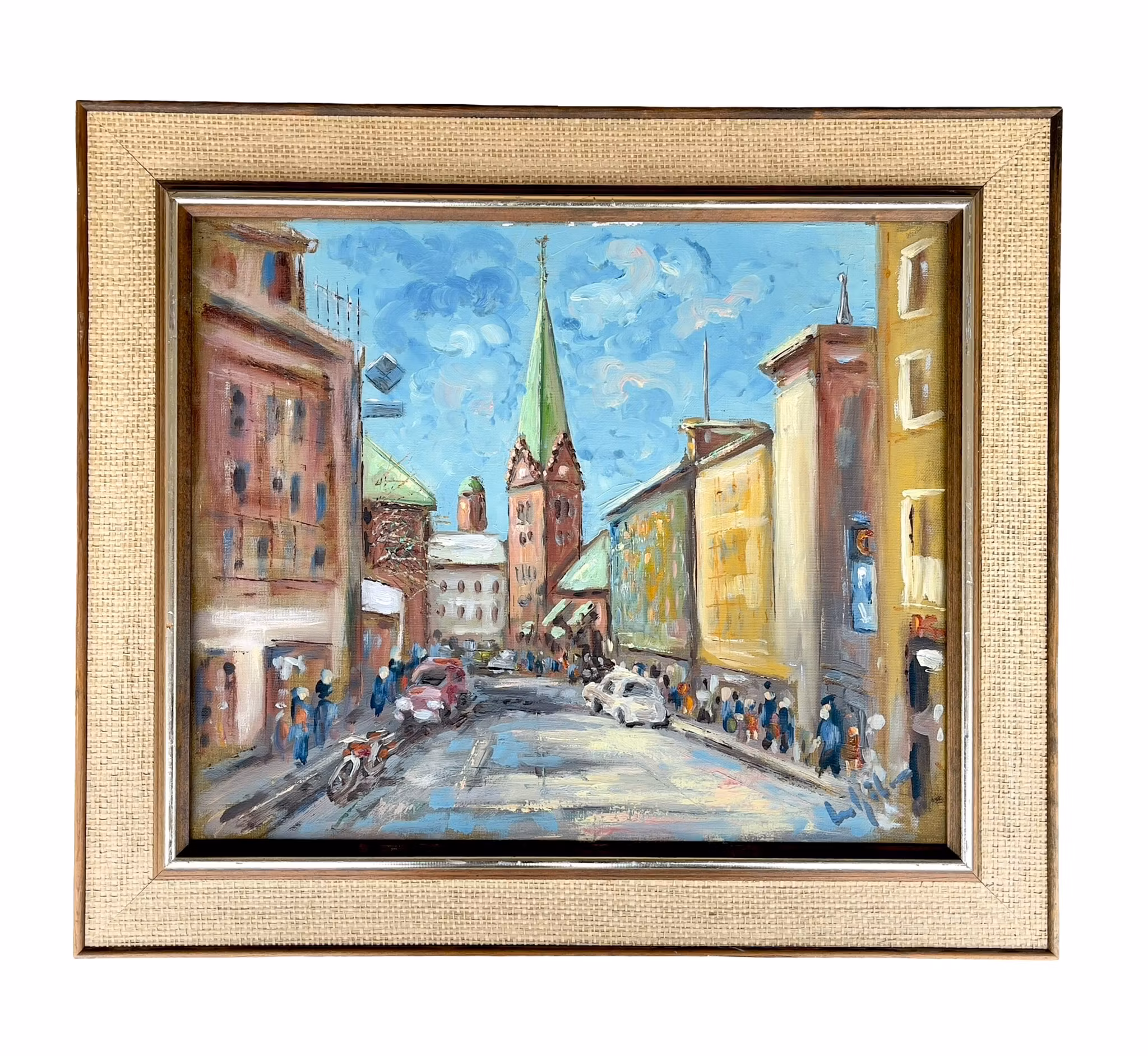 Leo Sjöbom (1923-1992) - Petri kyrkan Malmö 1974 - Oljemålning på duk
