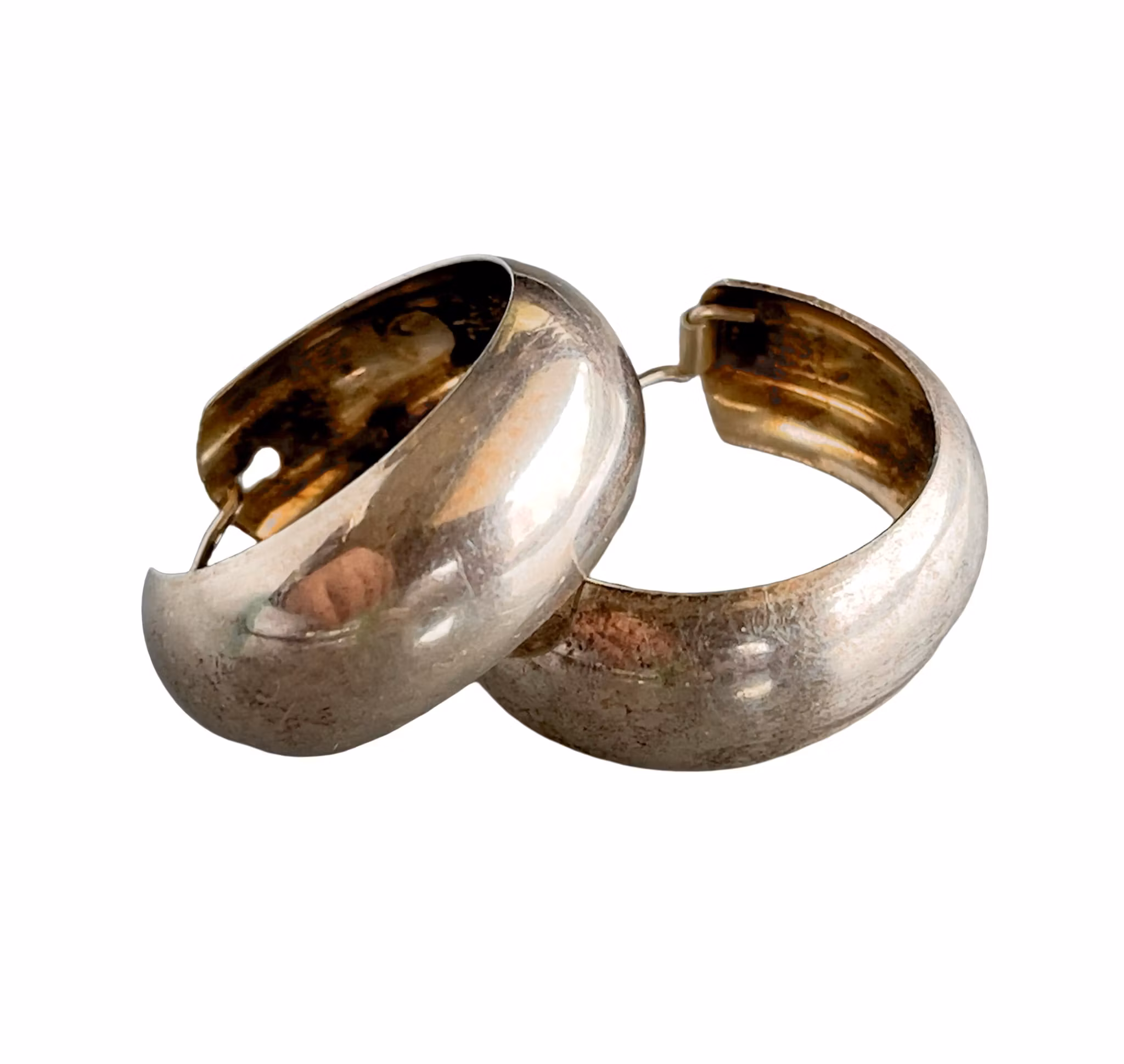 Vintage Sterling Silver Creoler - Kraftiga Hoop örhängen