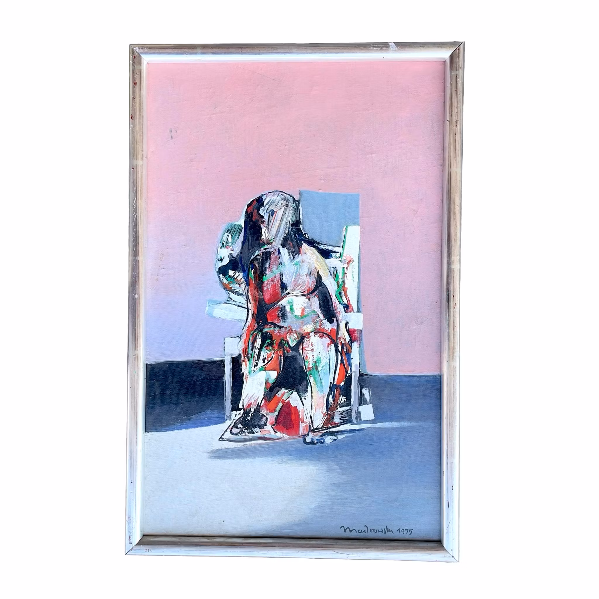 Henryk Madrawski (1933-2009) Kobieta siedząca 1975 - Oljemålning på duk