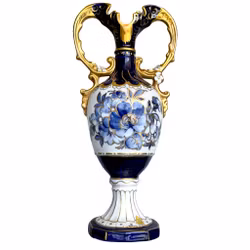 Magnifico vaso Royal Dux Bohemia - Vaso in porcellana dipinto a mano con decorazioni blu cobalto e ricca doratura dorata.